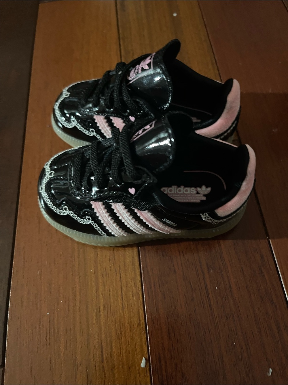 adidas baby Black and Pink Samba Sneakers